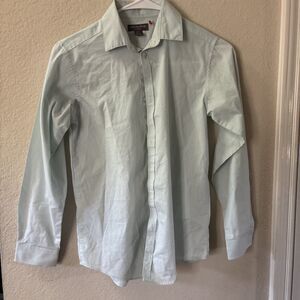 Van Heusen Boy's Youth Mini Green Classic Button Down Cotton Dress Shirt 10/12